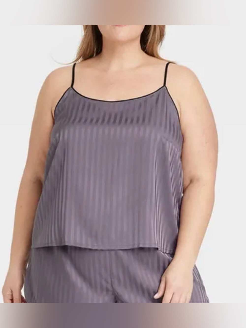 Auden Women's Luxury Collection Shadow Striped Satin Pajama Cami Top Size 4X Dee